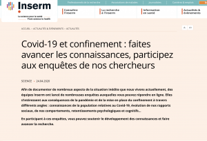 Covid-19 et confinement : l’Inserm enquête en ligne