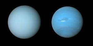 Cachée dans la brume, Uranus est plus pâlotte que sa sœur Neptune