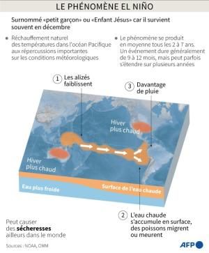 El Niño devrait contribuer à des températures supérieures à la normale entre mars et mai